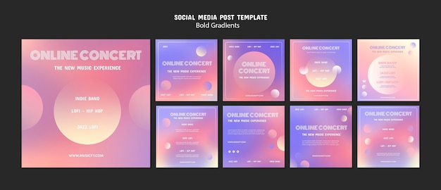 Post sui social media di concerti online