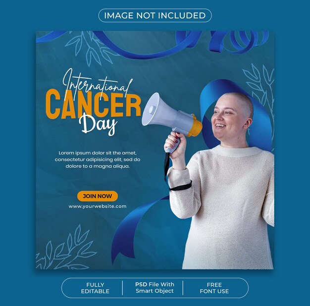 Post sui social media di instagram per la giornata mondiale del cancro