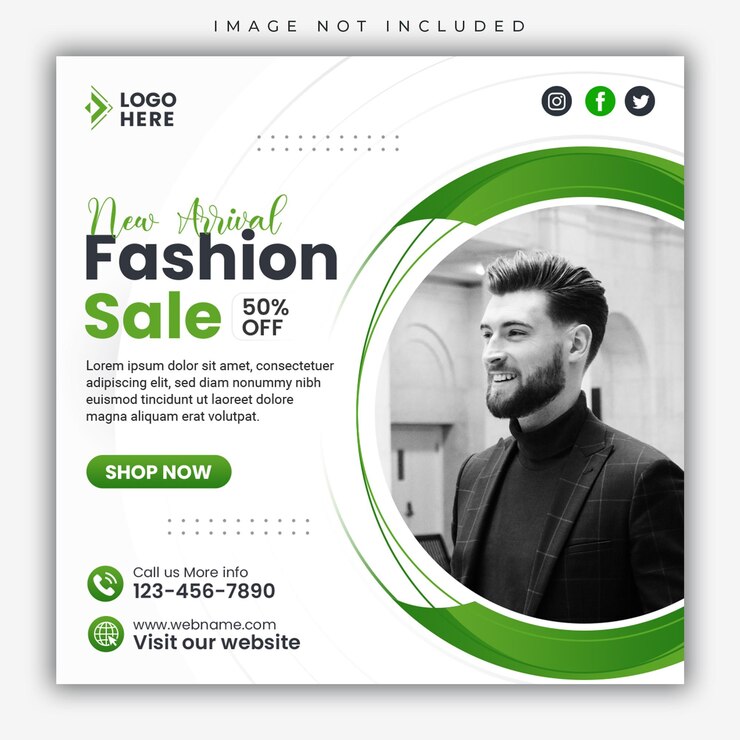 Post sui social media di vendita di moda e semplice modello di banner web quadrato