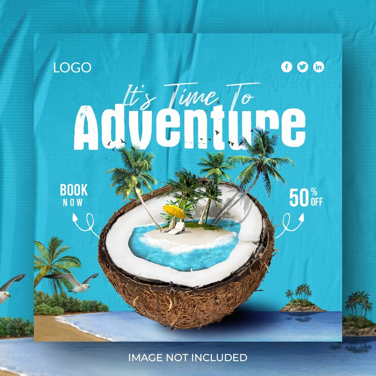 Post sui social media di viaggi e turismo e banner di promozione dei viaggi