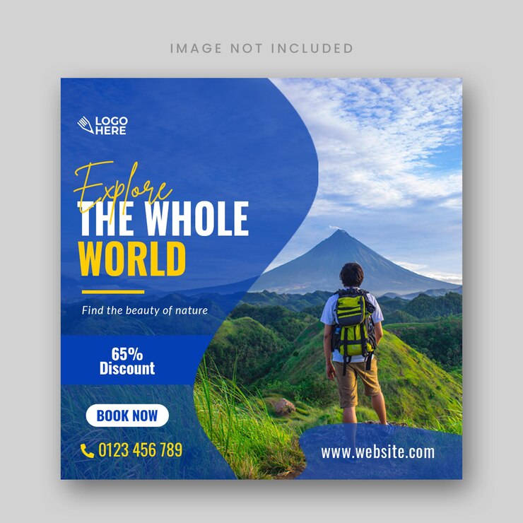 Post sui social media di viaggio o tour delle vacanze in piazza Instagram post design template premium vector