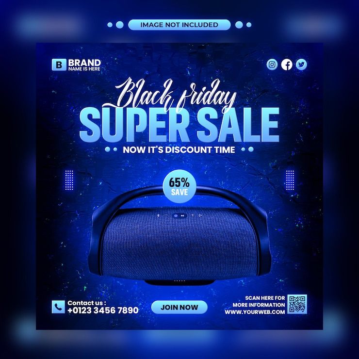 PSD post sui social media e modello di banner web per la vendita del black friday