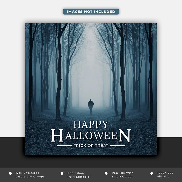 Post sui social media per la festa di Halloween Post sulla notte horror di Halloween