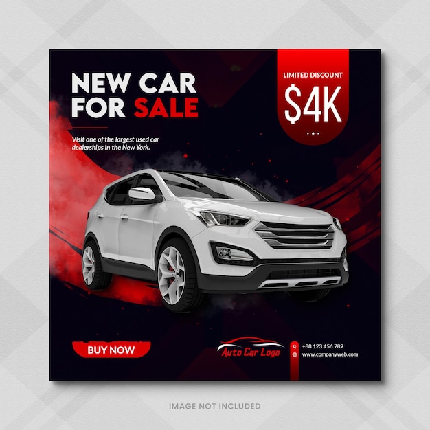 Post sui social media per la promozione della vendita di auto Annunci per auto Modello di banner per auto