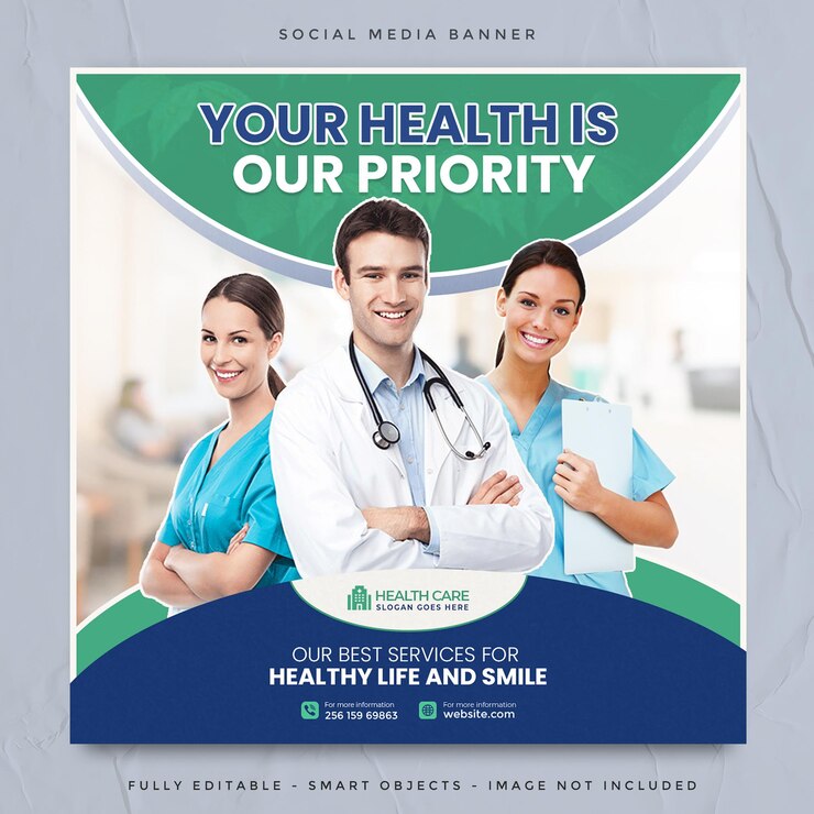 Post sui social media per la salute medica o modello di banner quadrato