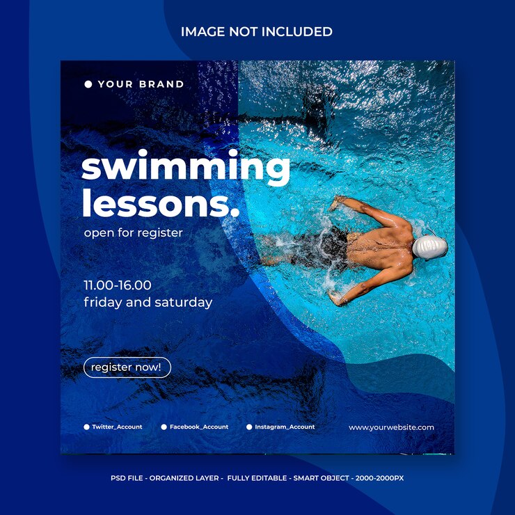 Post sui social media per lezioni di nuoto
