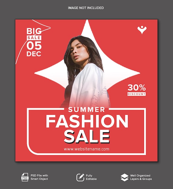 Post sui social media promozionale della vendita di moda estiva