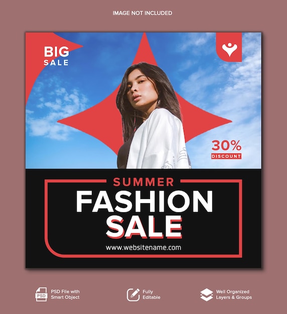 Post sui social media promozionale della vendita di moda estiva
