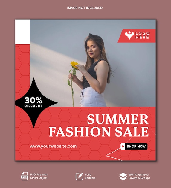 Post sui social media promozionale della vendita di moda estiva