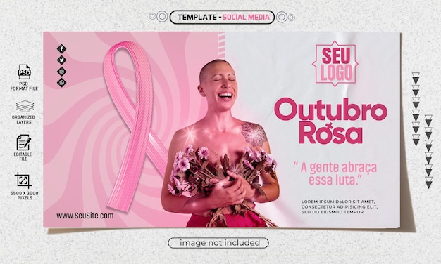 PSD post template social media para campanha do mês de outubro rosa no brasil