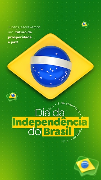 Posta sui social media Independence Day Brasile in 3d render portoghese