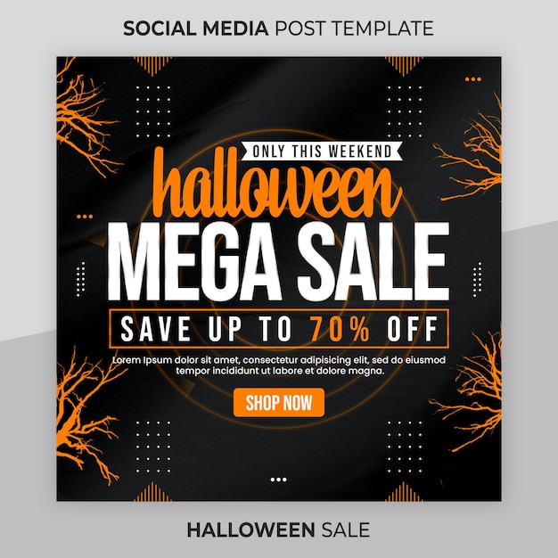 Postagem de halloween no instagram ou modelo de banner quadrado da web