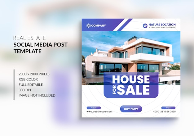 PSD postagem de instagram de imóveis imobiliários ou modelo de publicidade de banner web quadrado