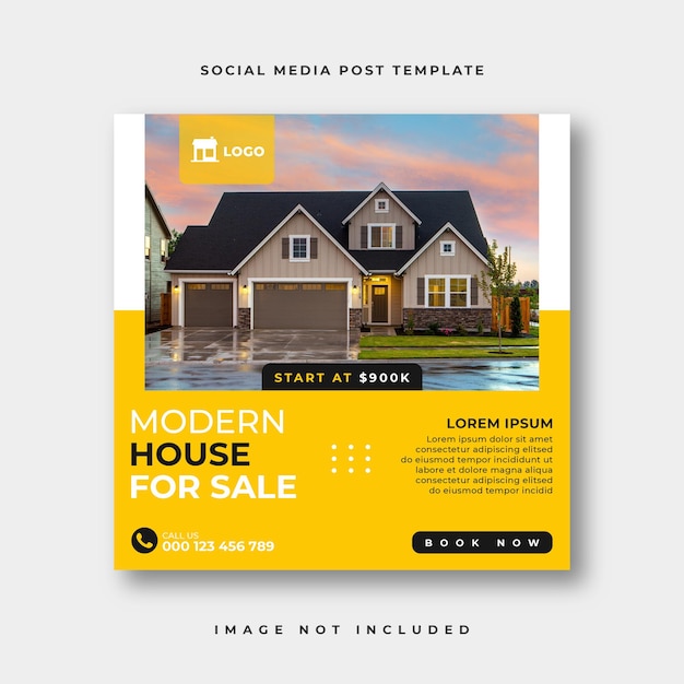 Postagem de instagram de mídia social imobiliária ou modelo de publicidade de banner web quadrado