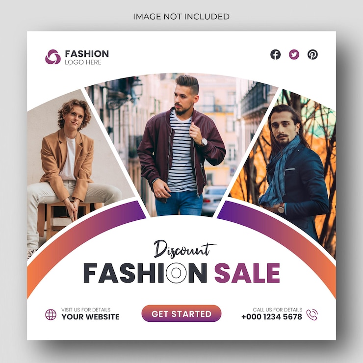 PSD postagem de mídia social de venda de moda e modelo de banner da web