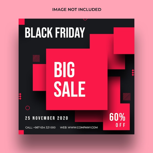 Postagem de mídia social de venda especial da black friday e modelo de banner da web