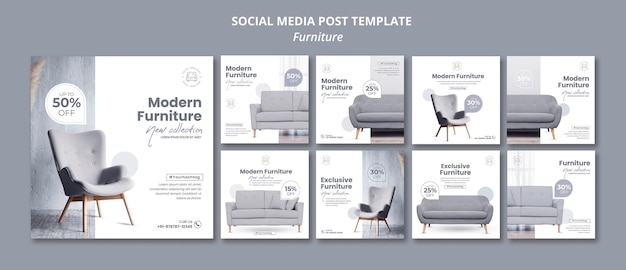 PSD postagem de mídia social do furniture