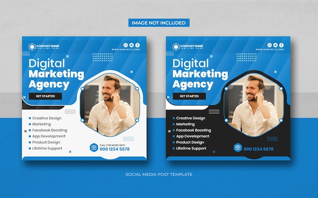 Postagem de mídia social para agência de marketing digital e modelo de banner da web