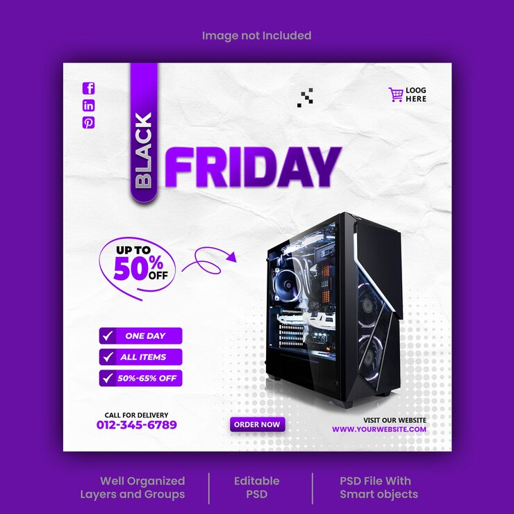Postagem de mídia social PSD Black Friday e modelo de design de banner de venda com desconto