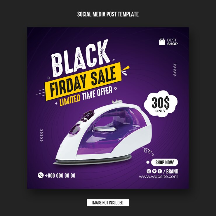 Postagem de roupas de Black Friday em mídia social e modelo de banner de anúncio no Instagram