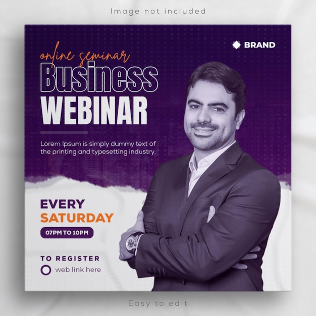 Postagem de webinar de negócios online e design de modelo de postagem de Instagram de conferência ao vivo
