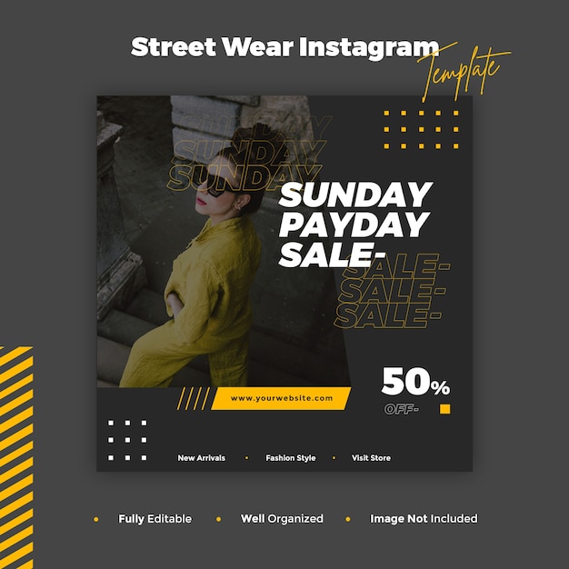 Postagem e modelo de banner da Street Wear Instagram