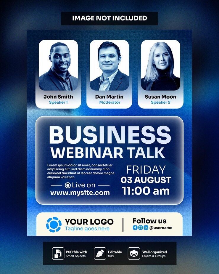 postagem em mídia social ao vivo de webinar de negócios
