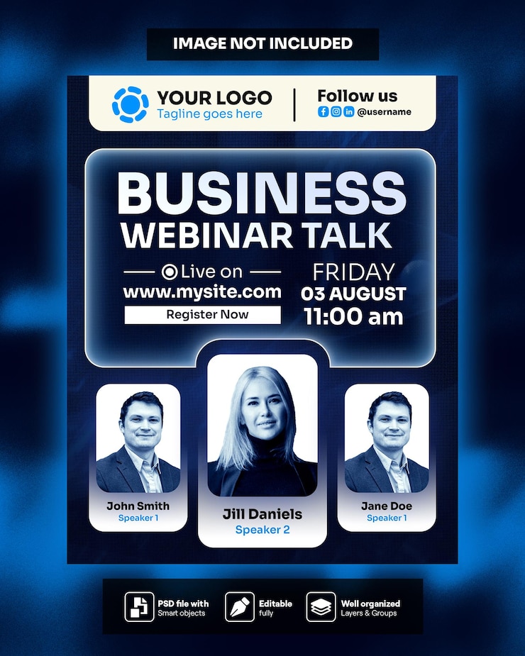 PSD postagem em mídia social ao vivo de webinar de negócios