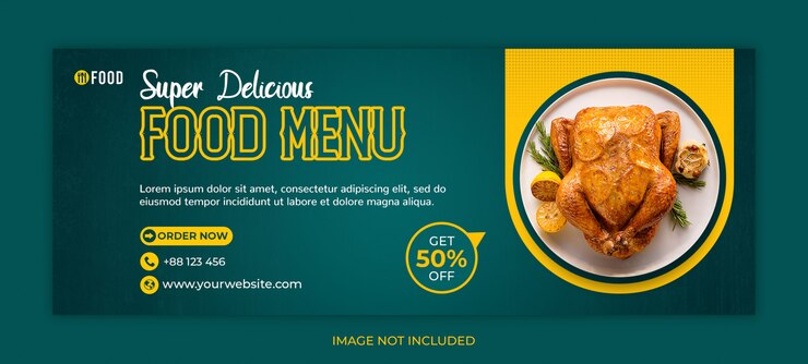 Postagem em mídia social de comida ou modelo de capa do Facebook