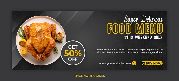 Postagem em mídia social de comida ou modelo de capa do Facebook