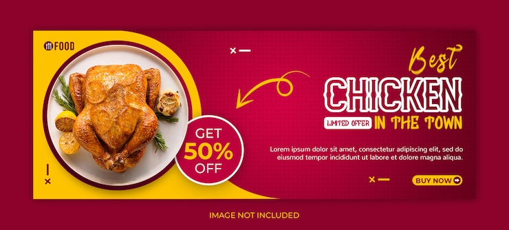 Postagem em mídia social de comida ou modelo de capa do Facebook