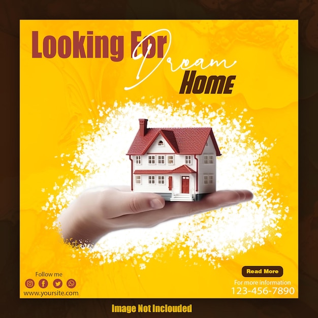 Postagem em mídia social de imobiliárias ou modelo de banner quadrado