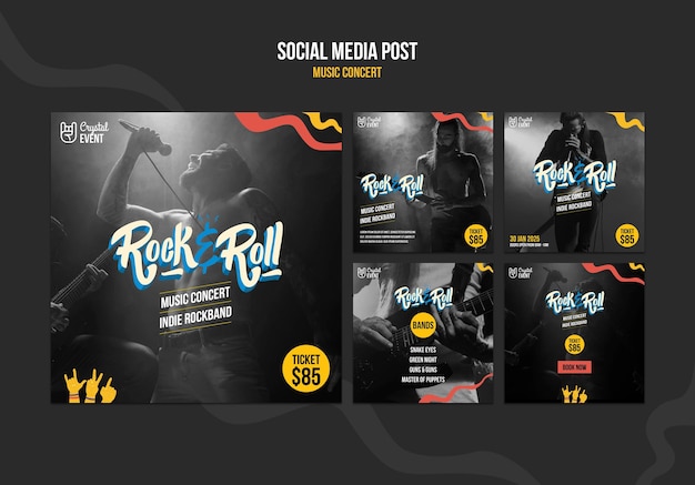 Postagem em mídia social de show de rock
