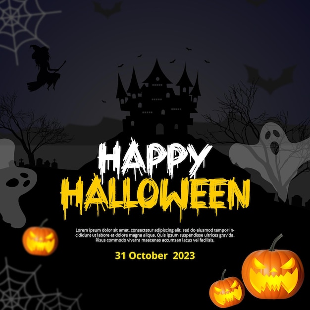 Postagem em mídia social do PSD Halloween festival ou design de postagem no Instagram