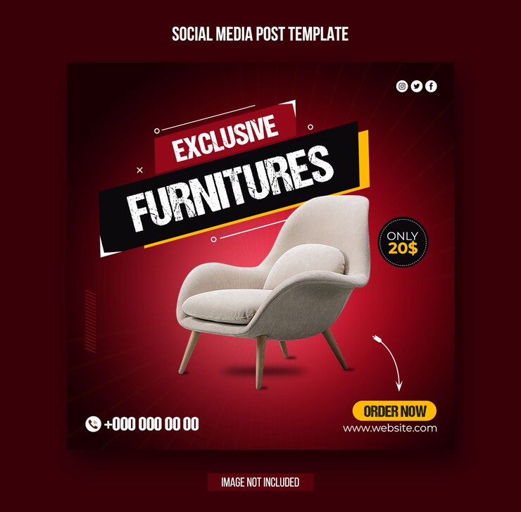 Postagem exclusiva de mídia social de móveis para modelo de banner de anúncio do Instagram