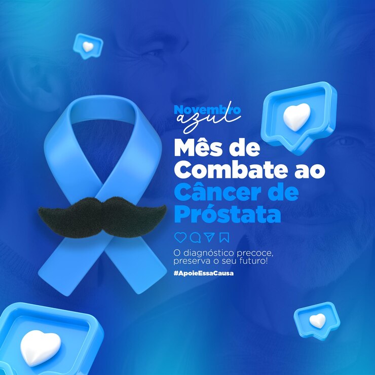 PSD postagem nas redes sociais para a campanha novembro azul em renderização 3d em português brasileiro