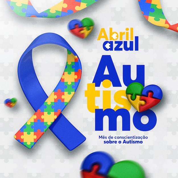 PSD postagem nas redes sociais sobre o dia mundial de conscientização sobre o autismo no brasil português