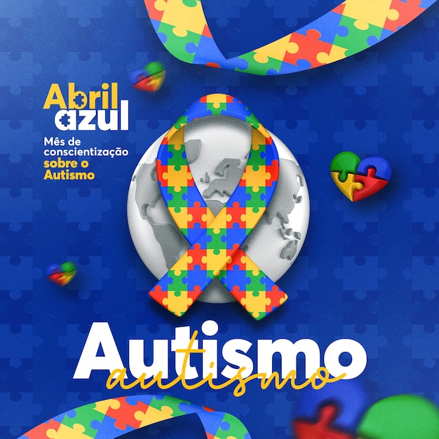postagem nas redes sociais sobre o Dia Mundial de Conscientização sobre o Autismo no Brasil português