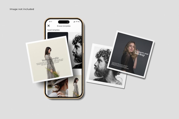 PSD postagem no instagram com maquete de celular