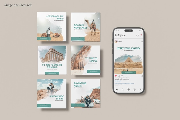 PSD postagem no instagram com maquete de smartphone