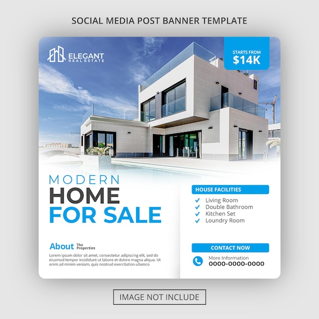 Postagem no instagram de imóveis imobiliários ou modelo de banner de mídia social psd