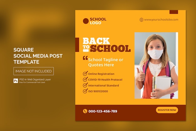 Postagem no Instagram de mídia social quadrada ou modelo de banner da Web com conceito de design de título