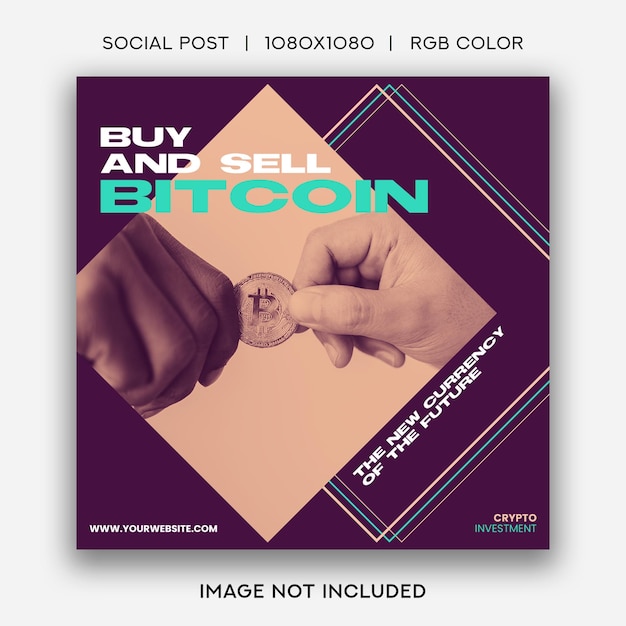 PSD postagem no instagram de promoção de bitcoin