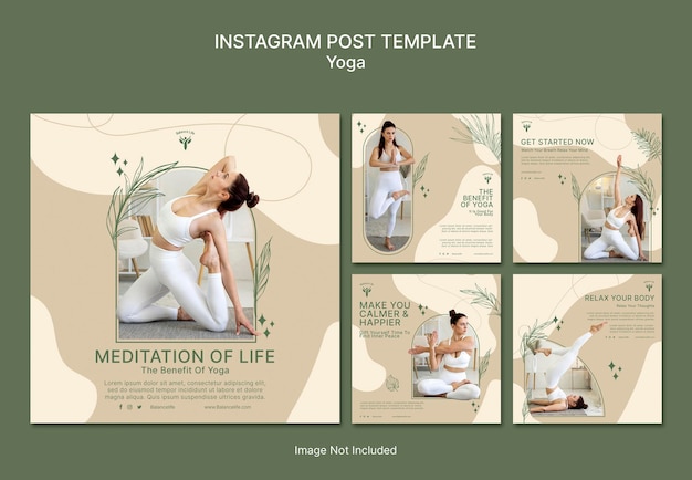 Postagem no Instagram Modelo Natureza Yoga Meditação Tom da Terra