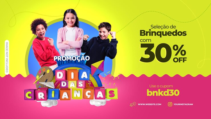 PSD postagem no instagram nas redes sociais para o dia das crianças brasil selo 3d para composição