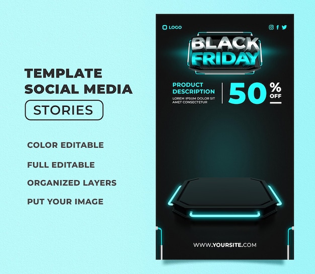 PSD postagem psd de promoção de modelo de banner de mídia social da black friday