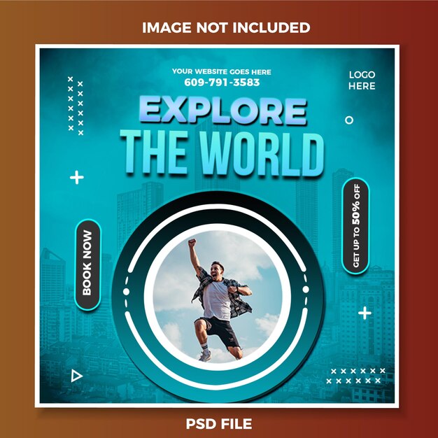 Postagem PSD de viagens e turismo no Instagram ou modelo de postagem em mídia social