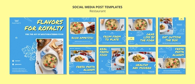 Postagens de instagram de restaurantes de comida deliciosa