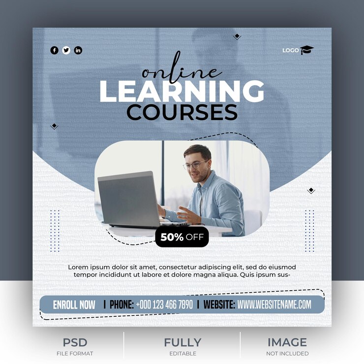 PSD postagens de mídia social de cursos de elearning