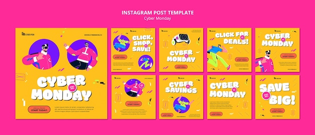 PSD postagens de vendas no instagram da cyber monday